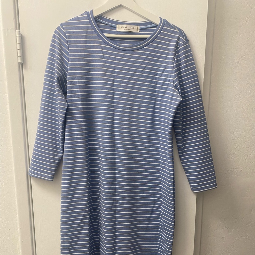 Blue and White Striped Dress